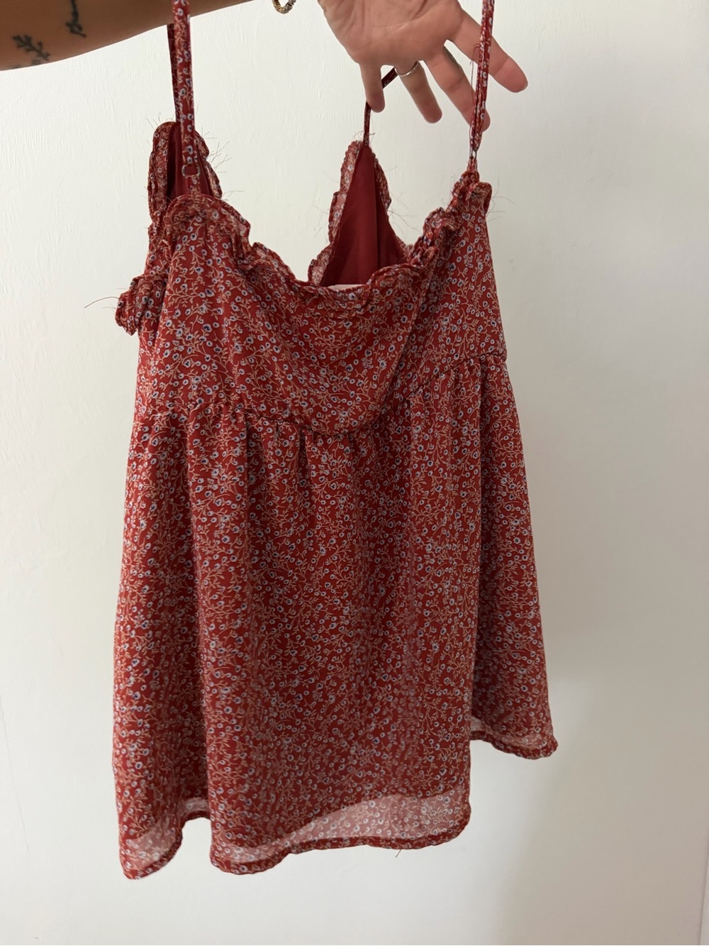 Red Floral Spaghetti-Strap Camisole Top